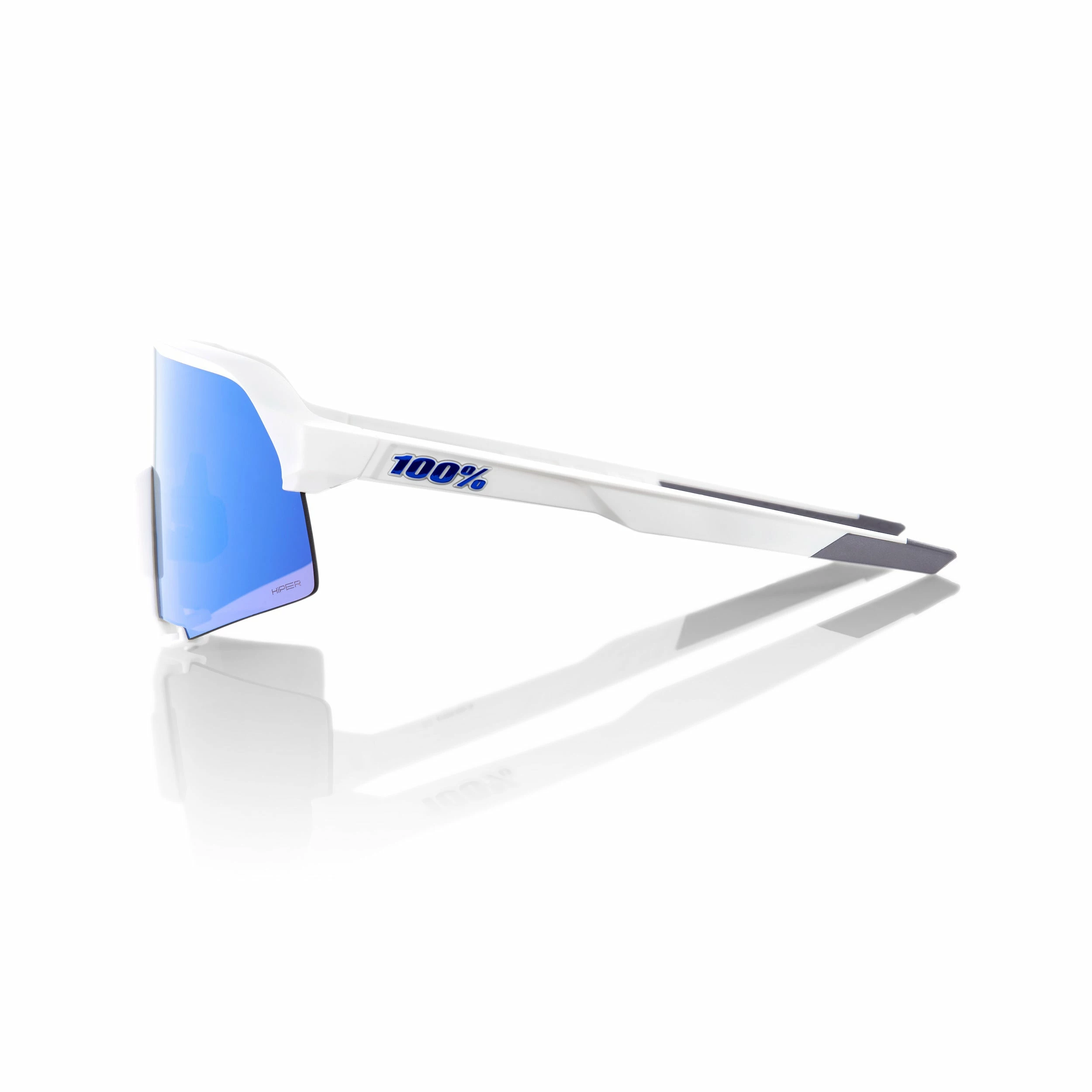 100% S3 Sunglasses Matte White - HiPER Blue Multilayer Mirror Lens 3 100% S3 Sunglasses Matte White - HiPER Blue Multilayer Mirror Lens - Image 3