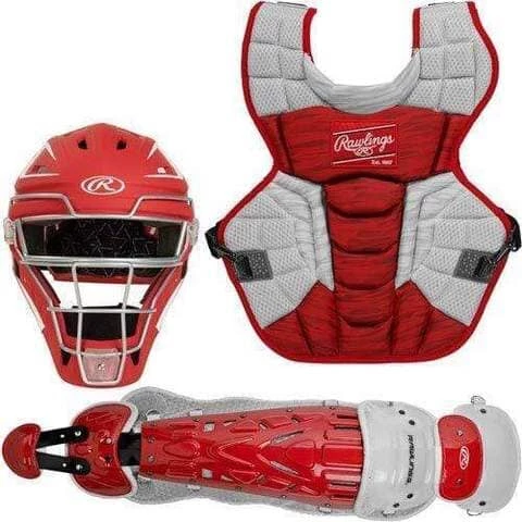 Rawlings Adult Scarlet/White VELO 2.0 Catcher's Gear Box Set: CSV2A-S/W 1 Rawlings Adult Scarlet/White VELO 2.0 Catcher's Gear Box Set: CSV2A-S/W